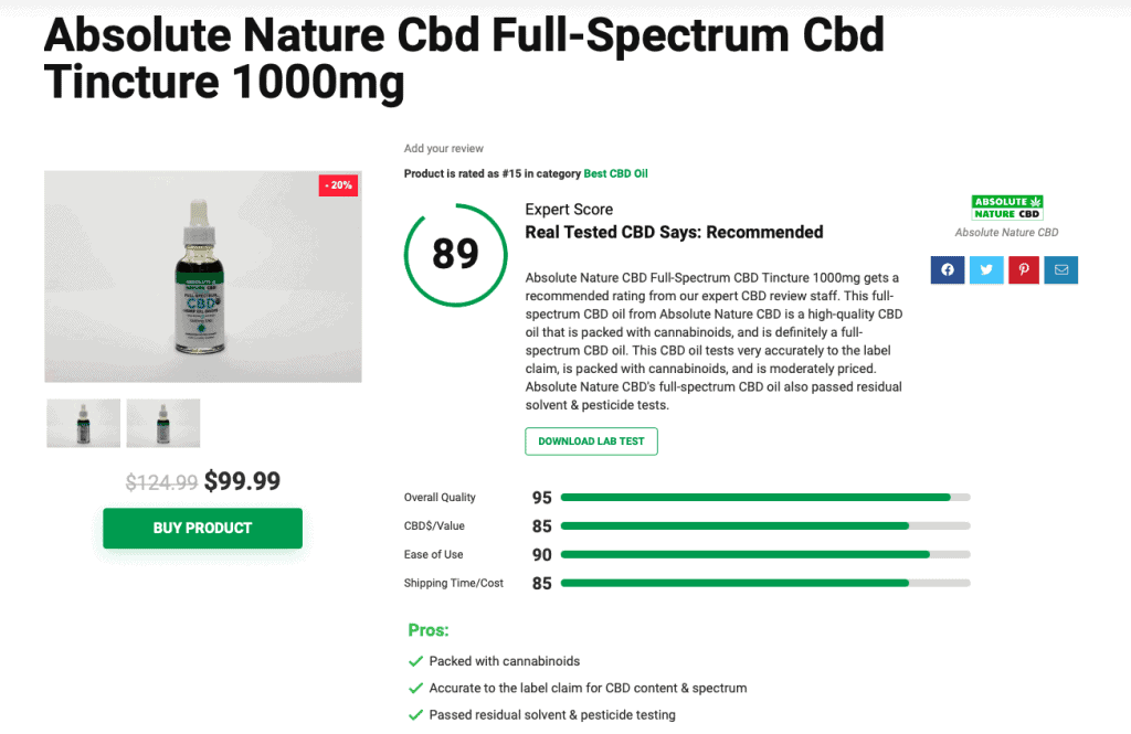 Absolute Nature Cbd Full-Spectrum Cbd Tincture 1000mg