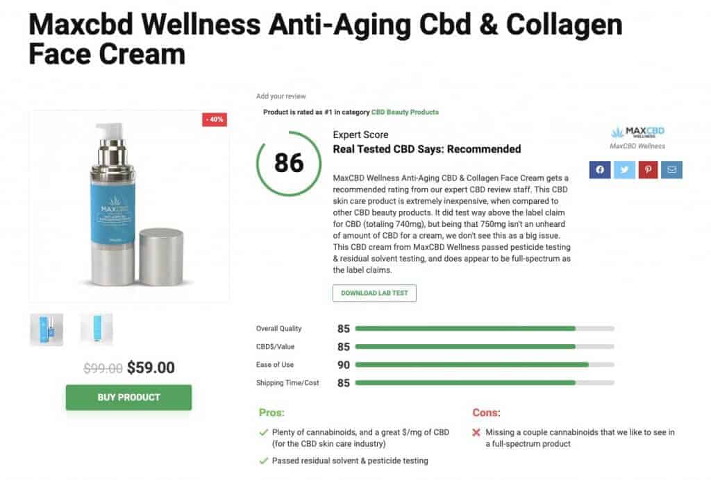 Maxcbd Wellness Anti-Aging Cbd & Collagen Face Cream