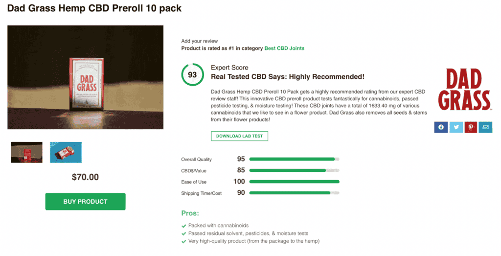 Dad Grass Hemp CBD Pre-Roll 10-Pack