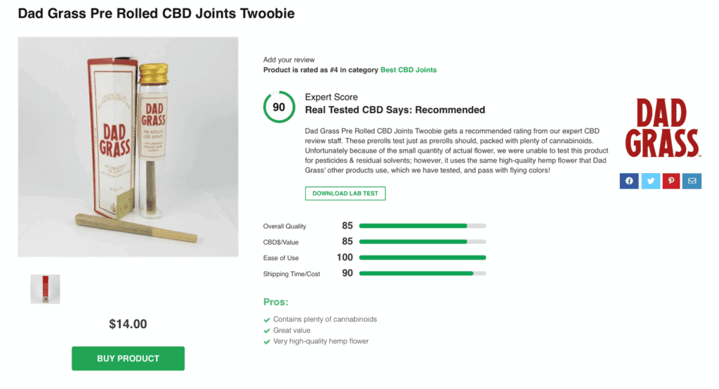 Dad Grass Pre-Rolled CBD Joints – Twoobie