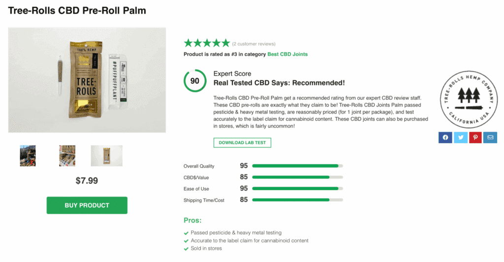 Tree-Rolls CBD Pre-Roll Palm