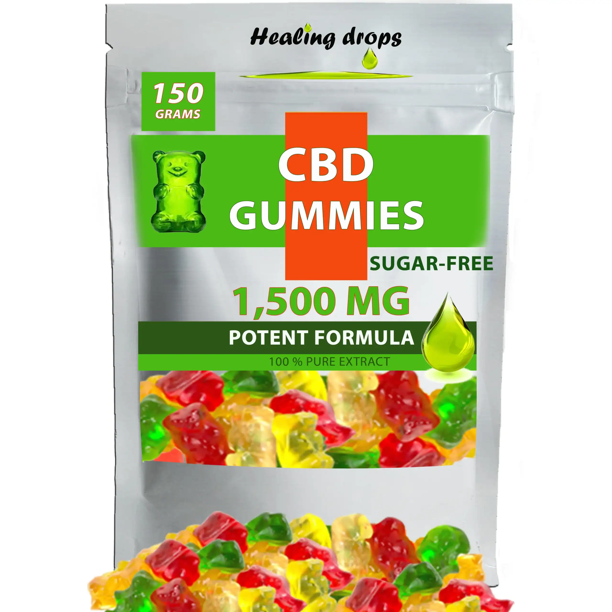 Healing Drops – CBD Gummies 1500mg of cannabidiol from Hemp 30mg per serving Featured Image