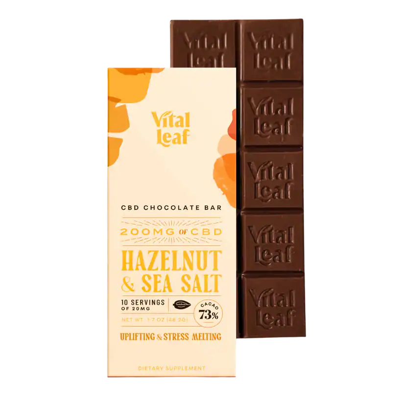 Vital Leaf – Hazelnut & Sea Salt CBD Chocolate Bar: 200mg Featured Image